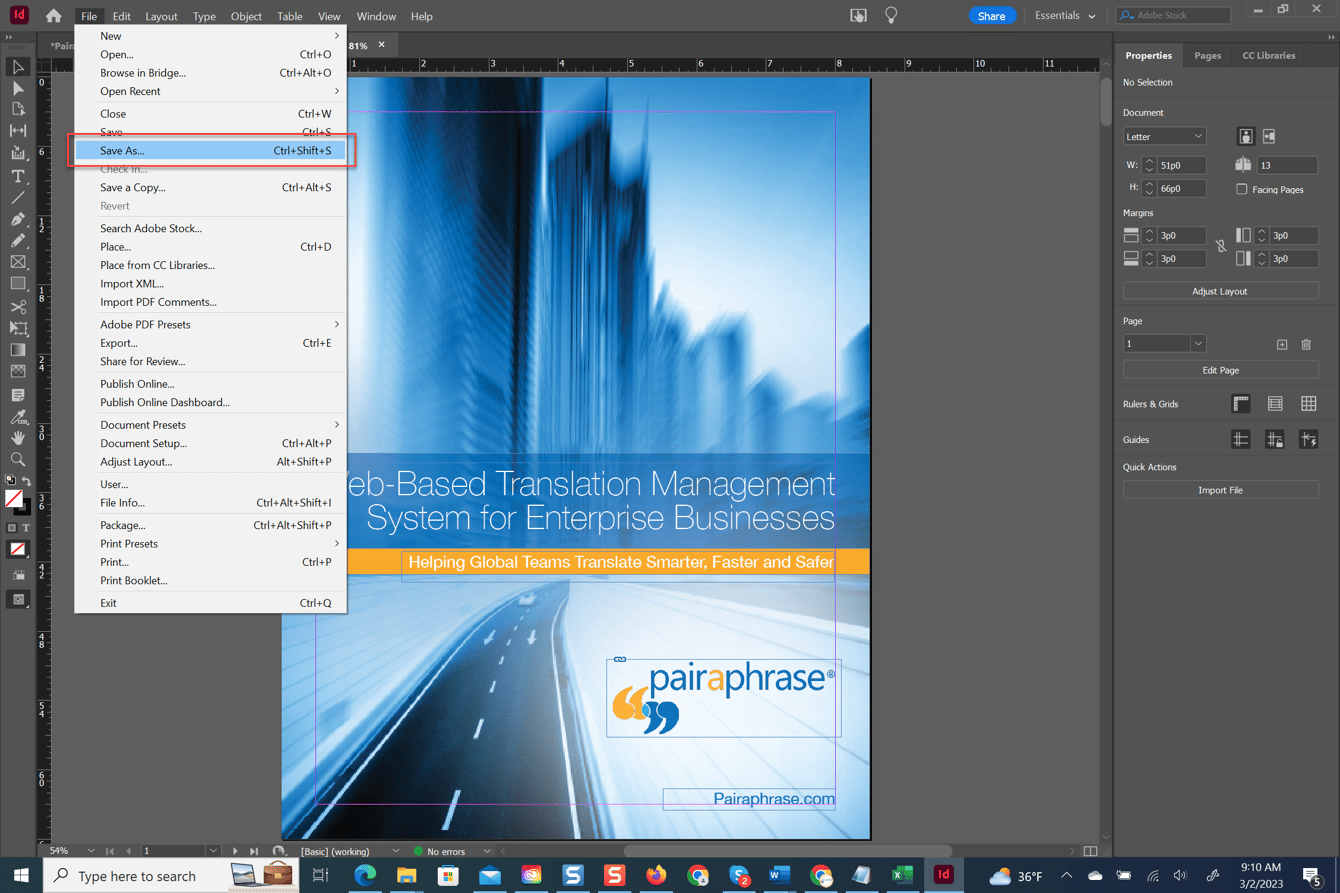 Indesign File Handling How to translate and format InDesign files in Pairaphrase