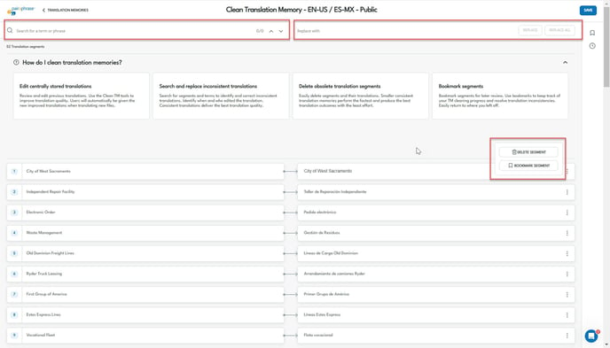 Segment Editor delete and bookmark functionality