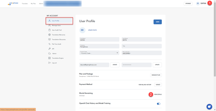 User path to View Details