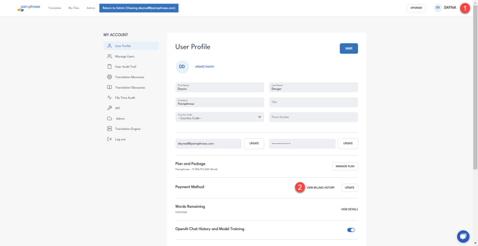 Navigation to View Billing History