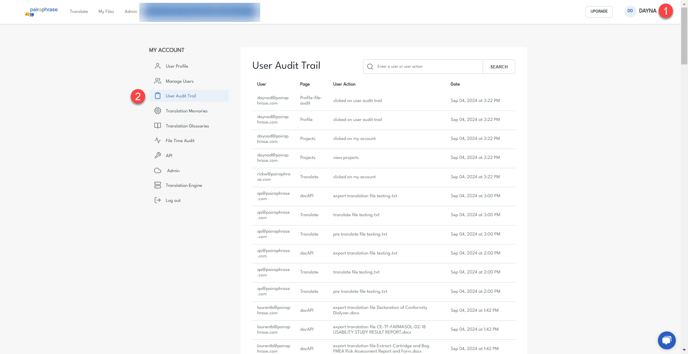 View user audit trail