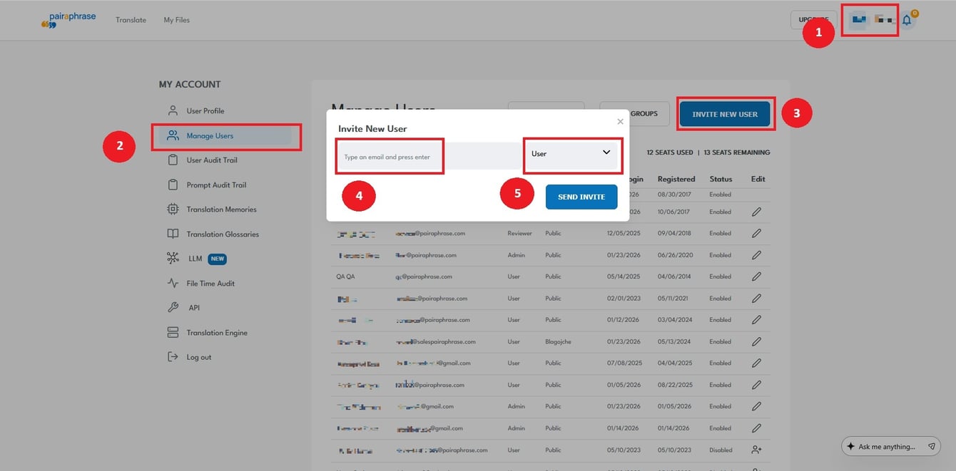 How to add users to your account