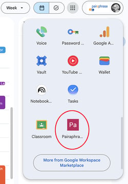Google Single Sign-On (SSO) for Pairaphrase in Google drop-down